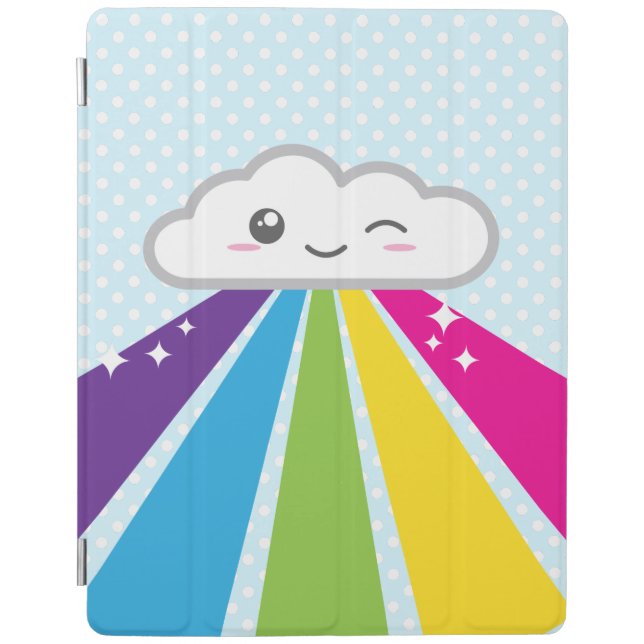 Kawaii Cloud and Rainbow iPad Case (Front)