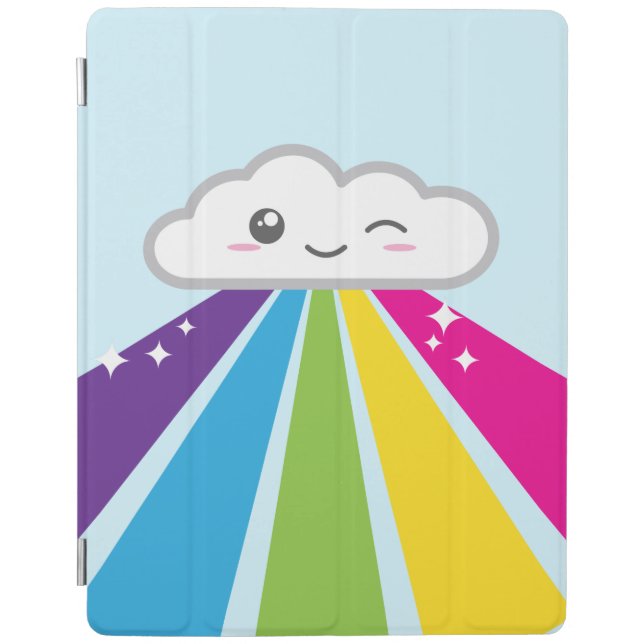 Kawaii Cloud and Rainbow iPad Case (Front)