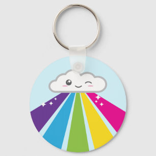 Kawaii Cloud and Rainbow Keychain