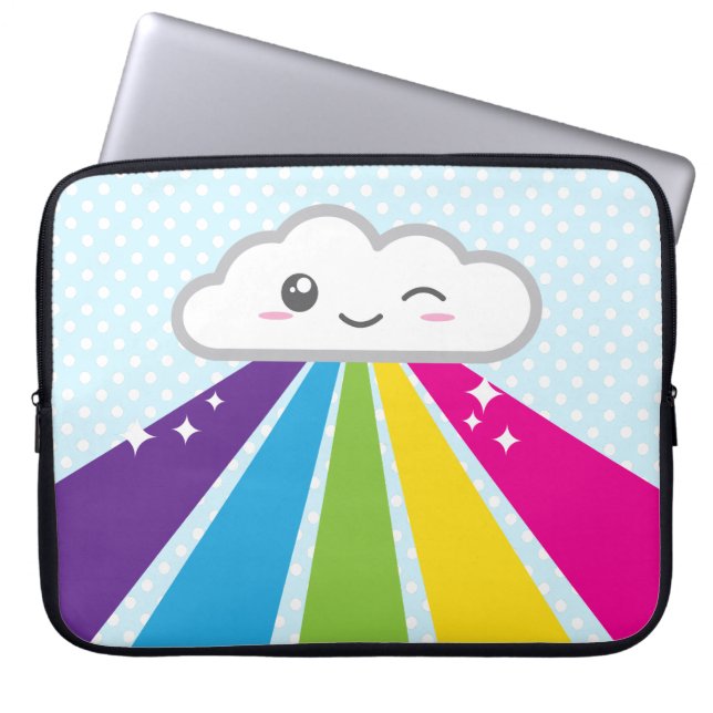 Kawaii Cloud and Rainbow Laptop Sleeve (Front)