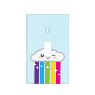 Kawaii Cloud and Rainbow Light Switch Cover