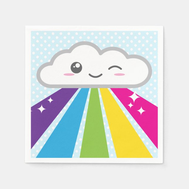 Kawaii Cloud and Rainbow Napkins (Front)