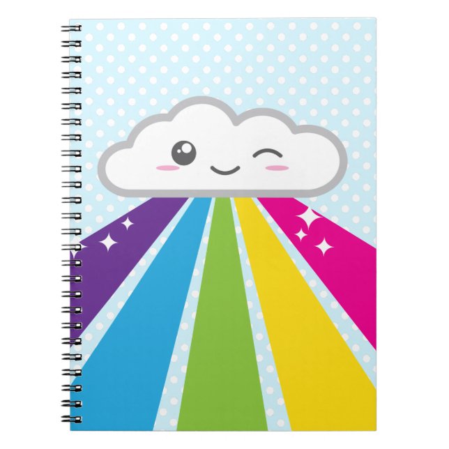 Kawaii Cloud and Rainbow Notebook (Front)