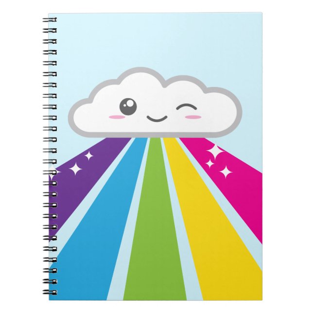Kawaii Cloud and Rainbow Notebook (Front)