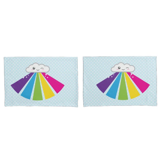 Kawaii Cloud and Rainbow Pillow Case Set (Front-Set)
