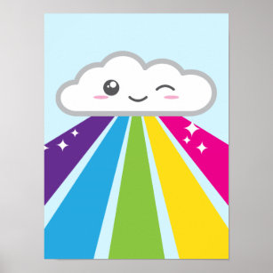 Kawaii Cloud and Rainbow Poster Print