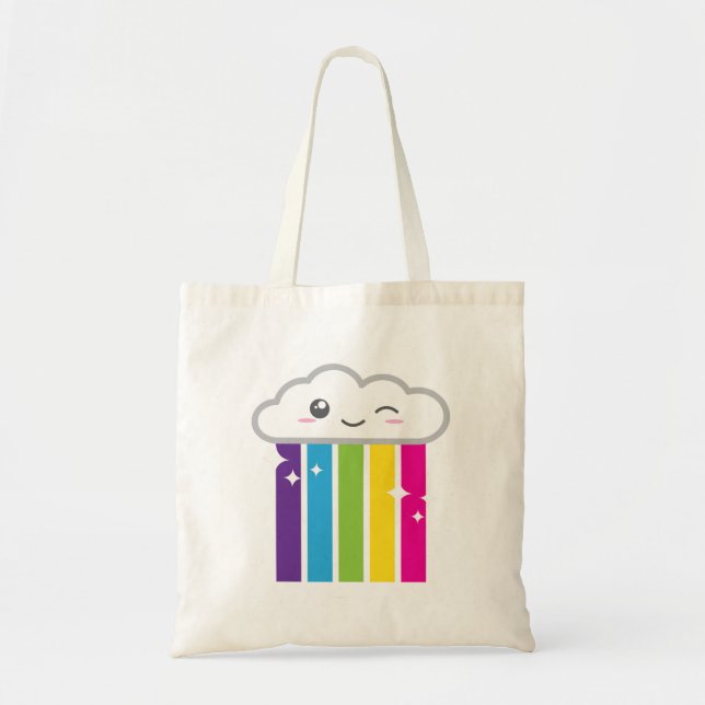 Kawaii Cloud and Rainbow Tote Bag (Front)