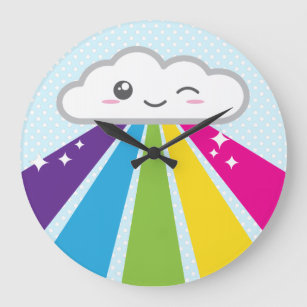 Kawaii Cloud and Rainbow Wall Clock
