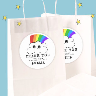 Kawaii Cloud Rainbow Birthday Thank you Classic Round Sticker