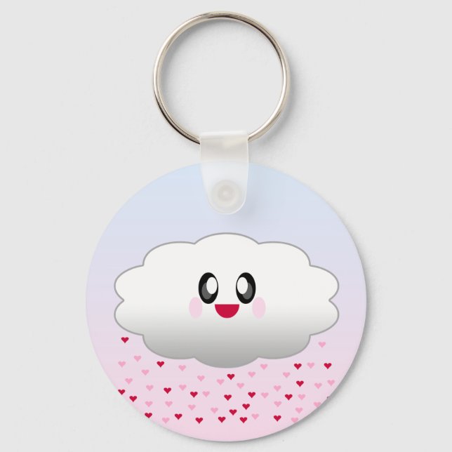 KAWAII CLOUD RAINING HEARTS KEYCHAIN (Front)
