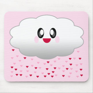 KAWAII CLOUD RAINING HEARTS LOVE MOUSE PAD