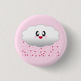KAWAII CLOUD RAINING HEARTS LOVE PINBACK BUTTON