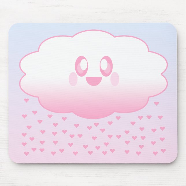 KAWAII CLOUD RAINING HEARTS LOVE SWEET MOUSE PAD (Front)