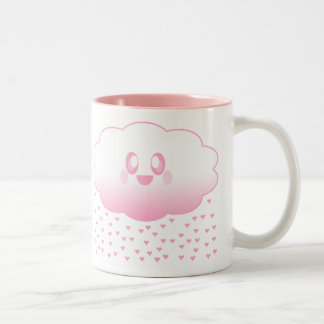 KAWAII CLOUD RAINING HEARTS LOVE SWEET Two-Tone COFFEE MUG