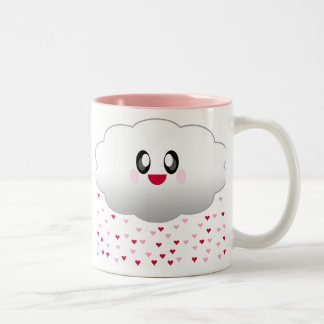 KAWAII CLOUD RAINING HEARTS LOVE Two-Tone COFFEE MUG