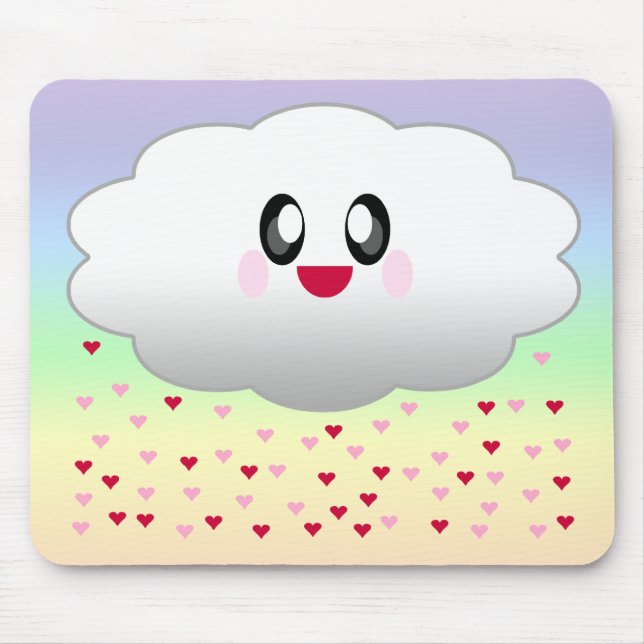 KAWAII CLOUD RAINING HEARTS SO SWEET MOUSE PAD (Front)