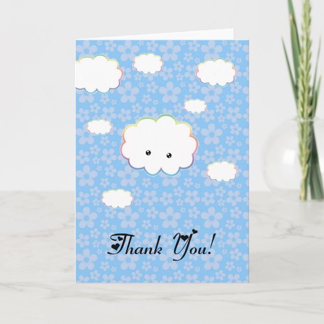 Kawaii Cloudy Thank You Card (Front)