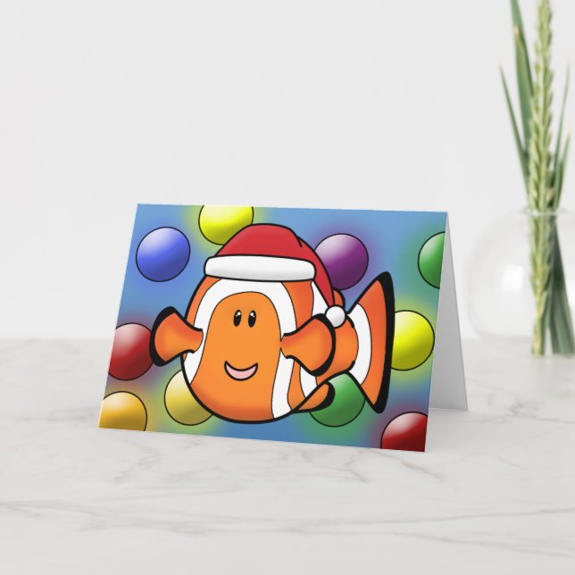 Kawaii Clownfish Christmas Card (Front)