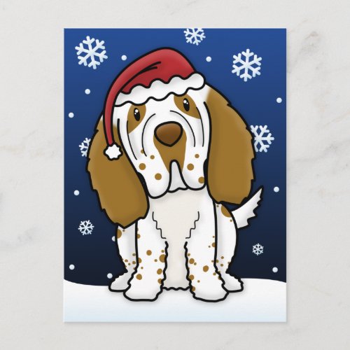 Kawaii Clumber Spaniel Christmas Postcard