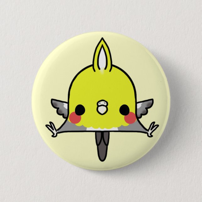 Kawaii Cockatiel (You change the Background!) Button (Front)