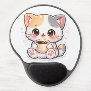 Kawaii Coffee Cat Ergonomic Mouse Pad - Cute Wrist