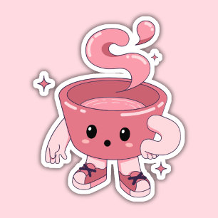 Kawaii Coffee Cup, Cute Tea Cup Sticker
