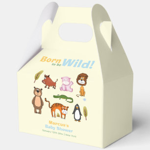 Kawaii Colorful Born To Be Wild Safari Baby Shower Favor Boxes