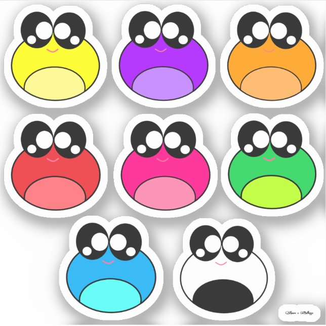 Kawaii Colorful Frogs Sticker (Front)