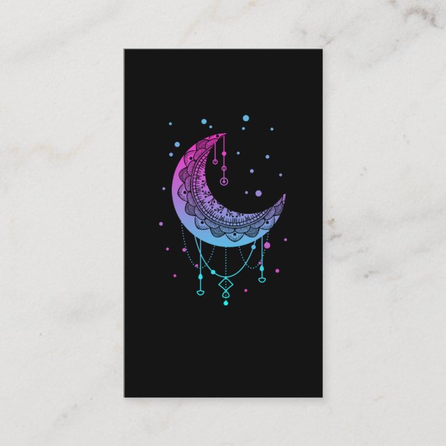Kawaii Colorful Pastel Goth Moon Business Card (Front)
