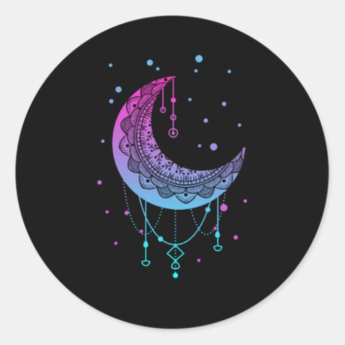 Kawaii Colorful Pastel Goth Moon Classic Round Sticker