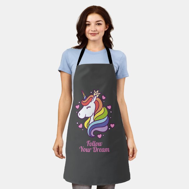 Kawaii Colorful Rainbow Unicorn Dreams     Apron (Worn)