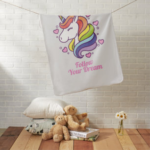 Kawaii Colorful Rainbow Unicorn Dreams Baby Blanket