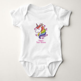 Kawaii Colorful Rainbow Unicorn Dreams Baby Bodysuit