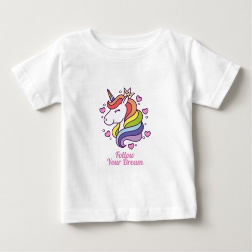 Kawaii Colorful Rainbow Unicorn Dreams  Baby T_Shirt