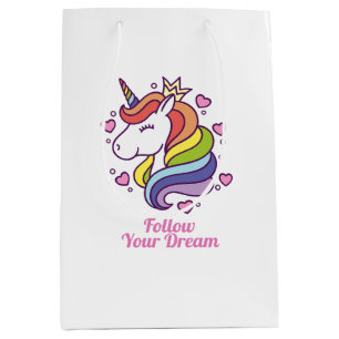 Kawaii Colorful Rainbow Unicorn Dreams Medium Gift Bag
