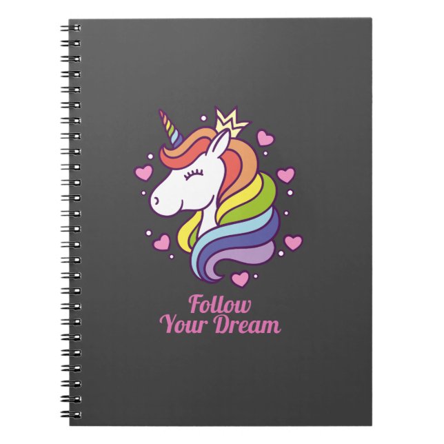 Kawaii Colorful Rainbow Unicorn Dreams     Notebook (Front)