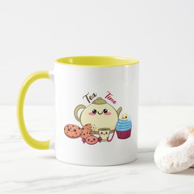 kawaii cookies and cute tea time  mug (With Donut)