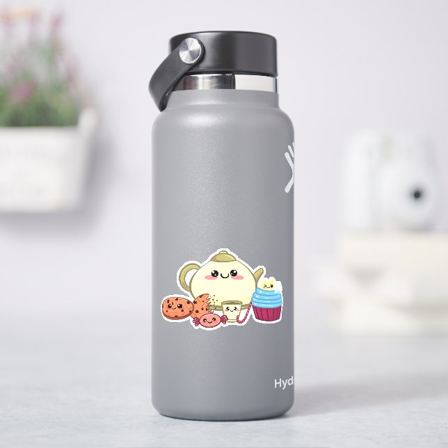 kawaii cookies and warm tea time sticker (HydroFlask)