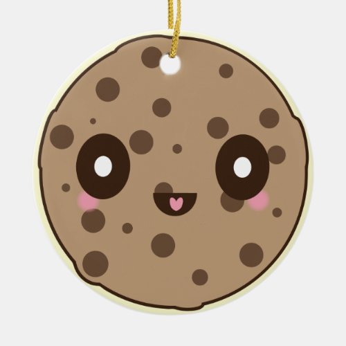 Kawaii Cookies chocolate chip Ceramic Ornament