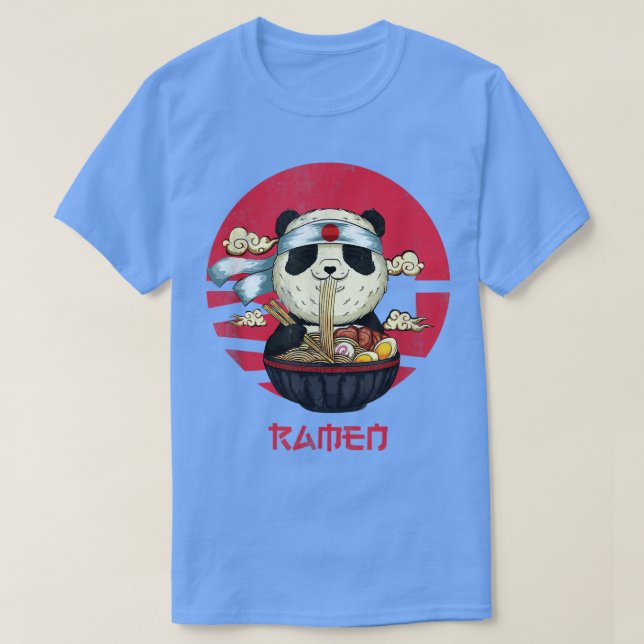 Kawaii Cool Panda Eating Ramen Lover Ramen Noodles T-Shirt (Design Front)