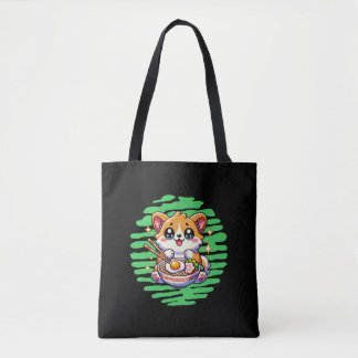 Kawaii Corgi eating bowl of Ramen Tote Bag
