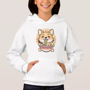 Kawaii Corgi Eating Ramen – Cute Anime Dog Food Hoodie