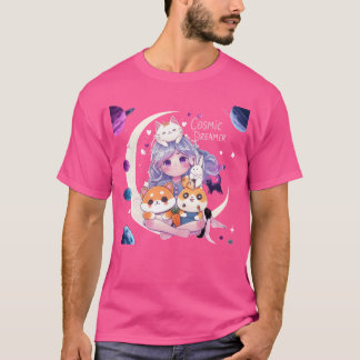 Kawaii Cosmic Dreamer Cute Moon Animal Friends gif T-Shirt