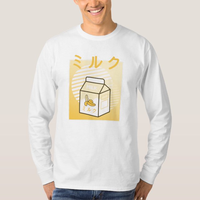 Kawaii Cow Retro Japanese Bananas Milk T-Shirt (Front)