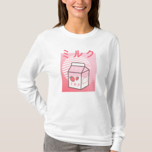 Kawaii Cow Retro Japanese Strawberry Milkshake T-Shirt