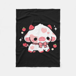 Kawaii Cow Strawberry Cute Aesthetic Anime Girls T Fleece Blanket