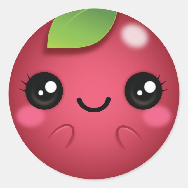Kawaii Cranberry Classic Round Sticker (Front)