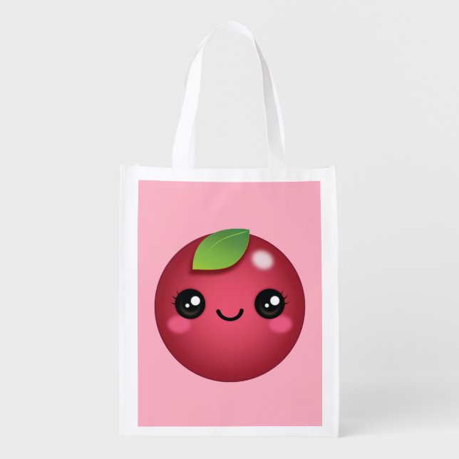 Kawaii Cranberry Grocery Bag (Front)