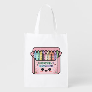 Kawaii Crayons Box Cute Teacher Appreciation Grocery Bag
