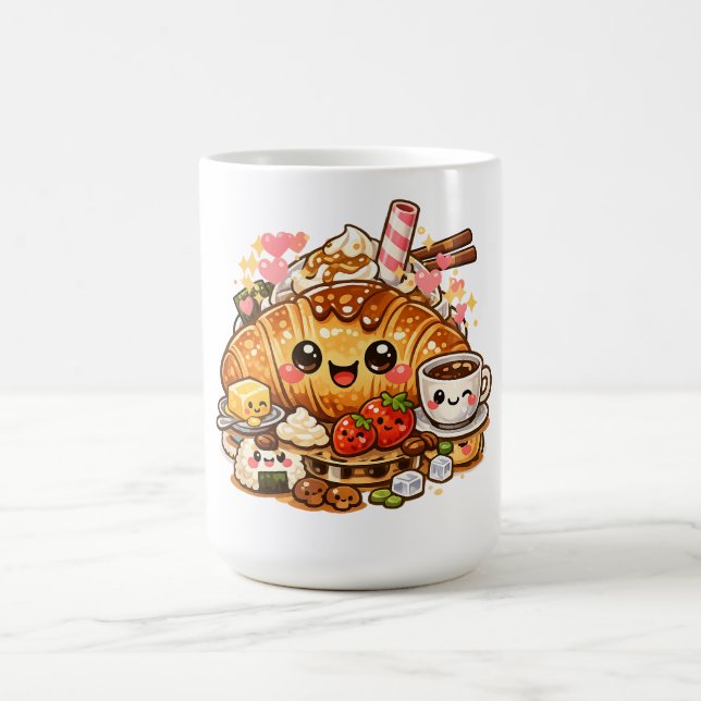 Kawaii Croissant Breakfast Mug (Center)